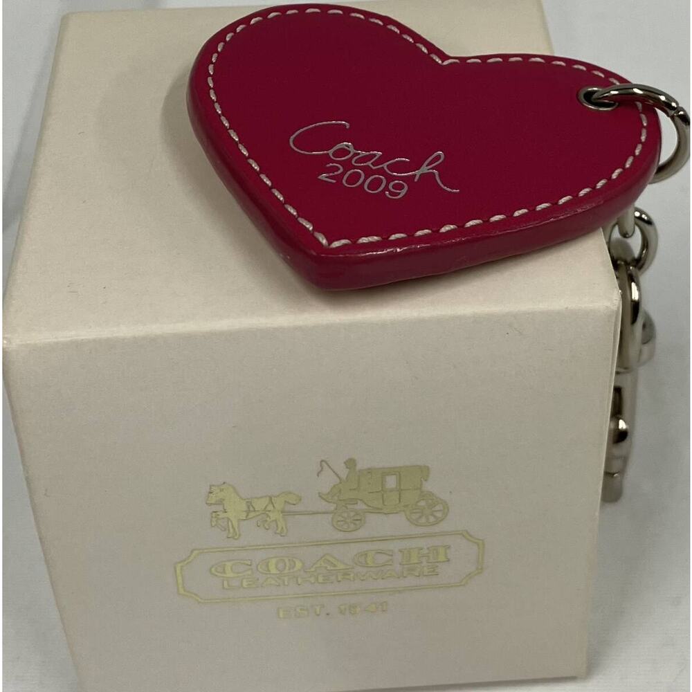 Coach Red Heart Keychain Charm 2009 Patent Leather - Picture 3 of 3